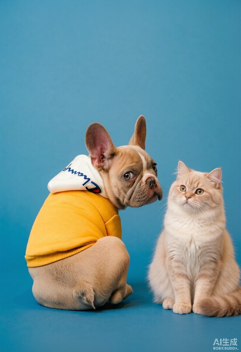 A Golden Retriever and a cat looking back at the camera